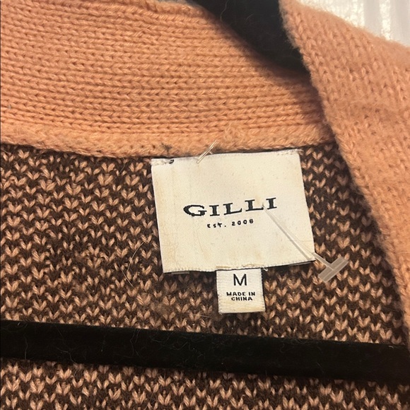 Gilli Dusty Rose and Brown Colored Animal Print Cardigan with marbled buttons - Picture 2 of 3